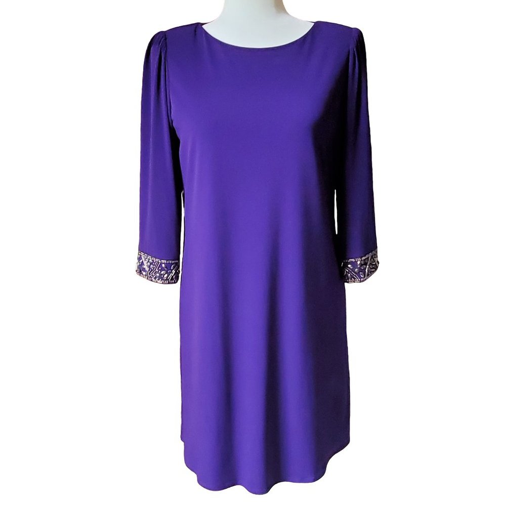 Laundry by Shelli Segal Long Sleeve Cocktail Dress Purple Women's Size 6
